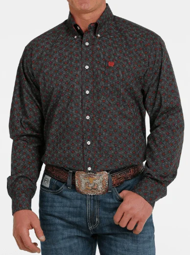 Cinch Men's Black Geo Print Button Long Sleeve Western Shirt MTW1105550