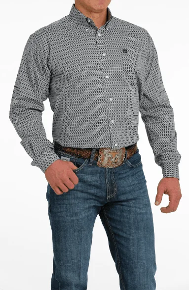 Cinch Men's Gray Geo Print Button Long Sleeve Western Shirt MTW1105518