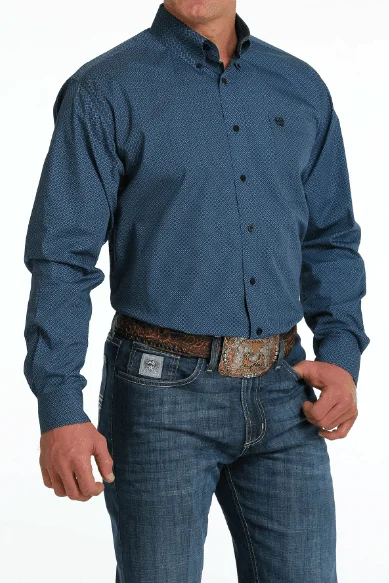 Cinch Men's Blue Geo Print Button Long Sleeve Western Shirt MTW1105510