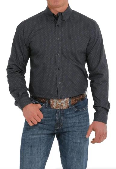 Cinch Men's Navy Geo Print Snap Long Sleeve Western Shirt MTW1347065