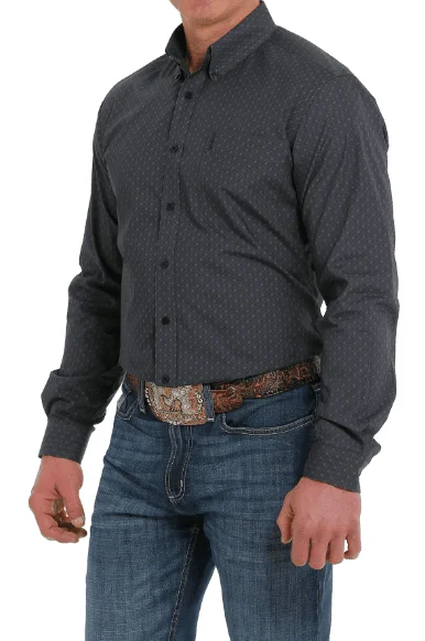 Cinch Men's Navy Geo Print Snap Long Sleeve Western Shirt MTW1347065