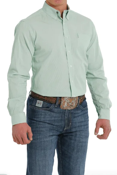 Cinch Men's Green Stripe Button Long Sleeve Western Shirt MTW1347071