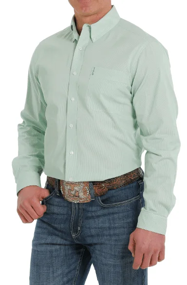 Cinch Men's Green Stripe Button Long Sleeve Western Shirt MTW1347071