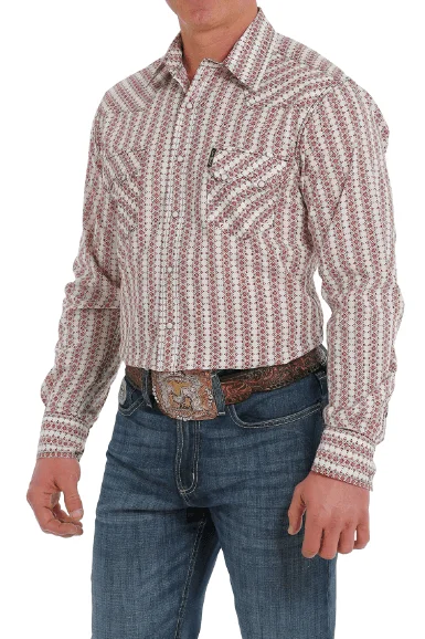 Cinch Men's Red Stripe Snap Long Sleeve Western Shirt MTW1301063