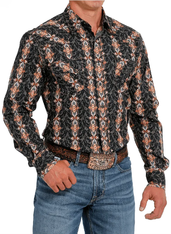 Cinch Men's Black Paisley Print Snap Long Sleeve Western Shirt MTW1301067