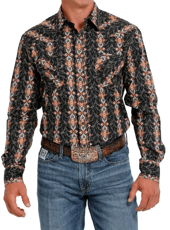 Cinch Men's Black Paisley Print Snap Long Sleeve Western Shirt MTW1301067