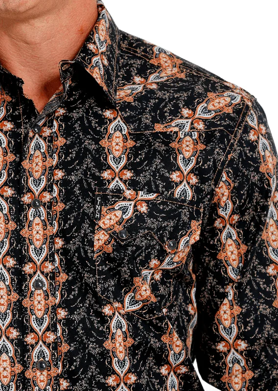 Cinch Men's Black Paisley Print Snap Long Sleeve Western Shirt MTW1301067