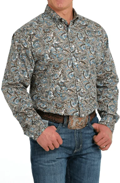 Cinch Men's Brown Paisley Button Long Sleeve Western Shirt MTW1105544