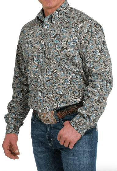 Cinch Men's Brown Paisley Button Long Sleeve Western Shirt MTW1105544