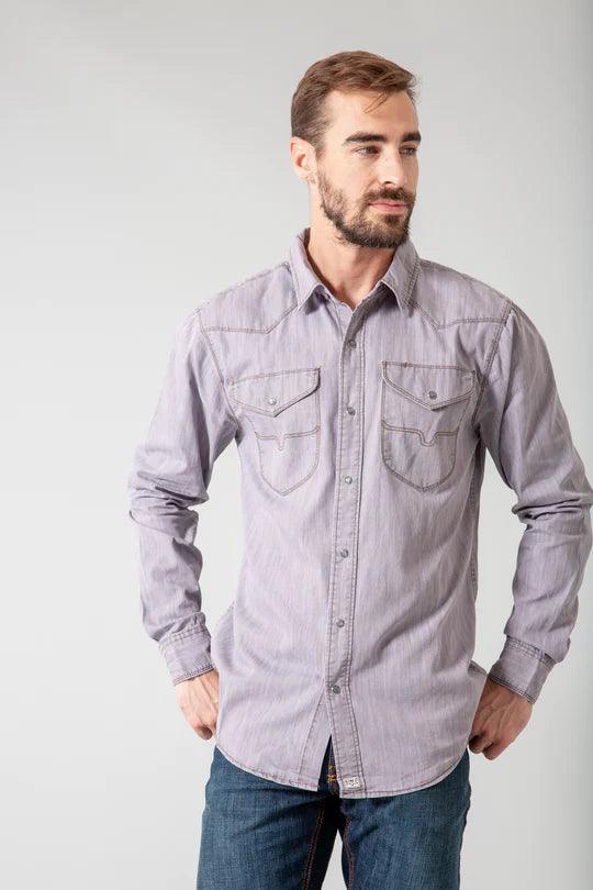 Kimes Ranch Men's Grey Denim Grimes Western Shirt