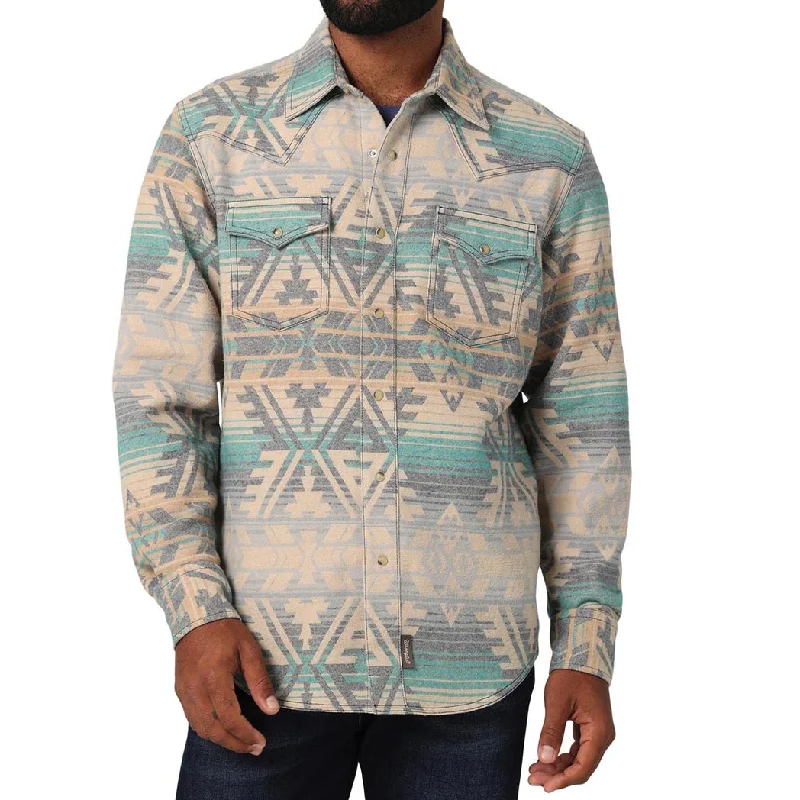 Wrangler Men's Cream/Turquoise Aztec Shirt