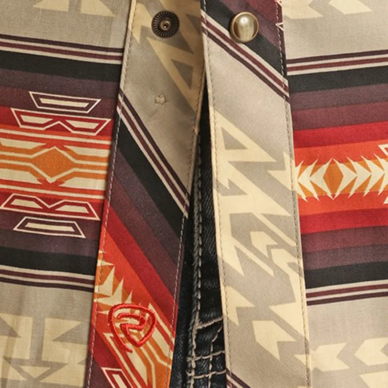 Rock & Roll Men's Cream & Ornge & Brown Aztec Shirt