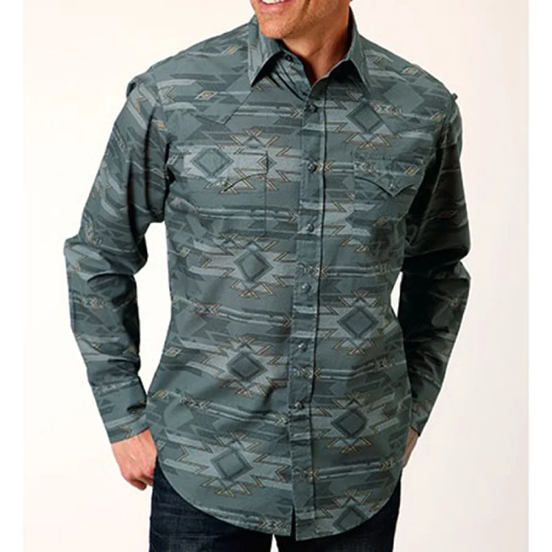 Roper Men's Gray Fog Aztec Shirt