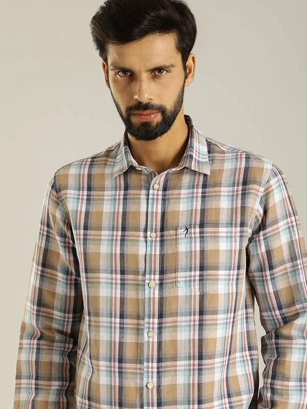 Men Checked Full Sleeve Linen Blend Shirt