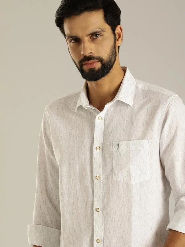 Men Printed Full Sleeve Linen Blend Shirt