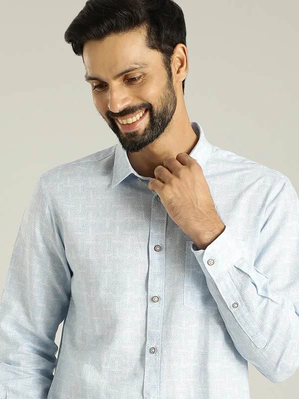 Men Printed Full Sleeve Linen Blend Shirt