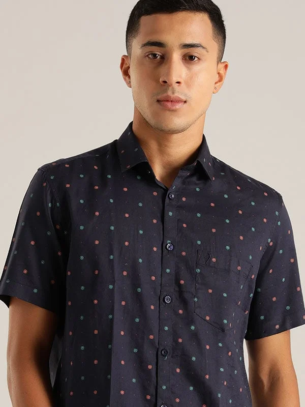 Men Printed Half Sleeve Cotton Blend Shirt