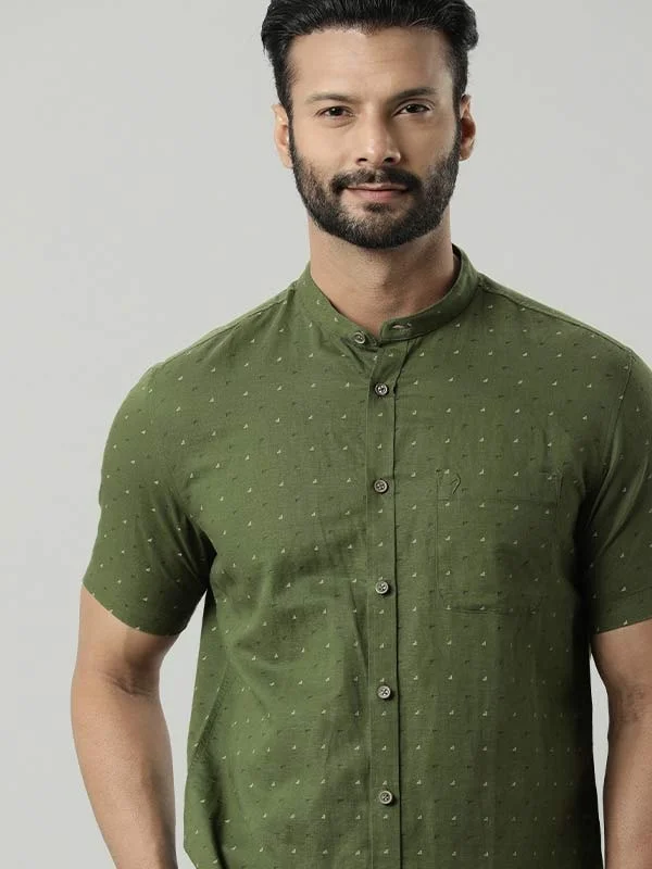 Men Printed Half Sleeve Linen Blend Shirt