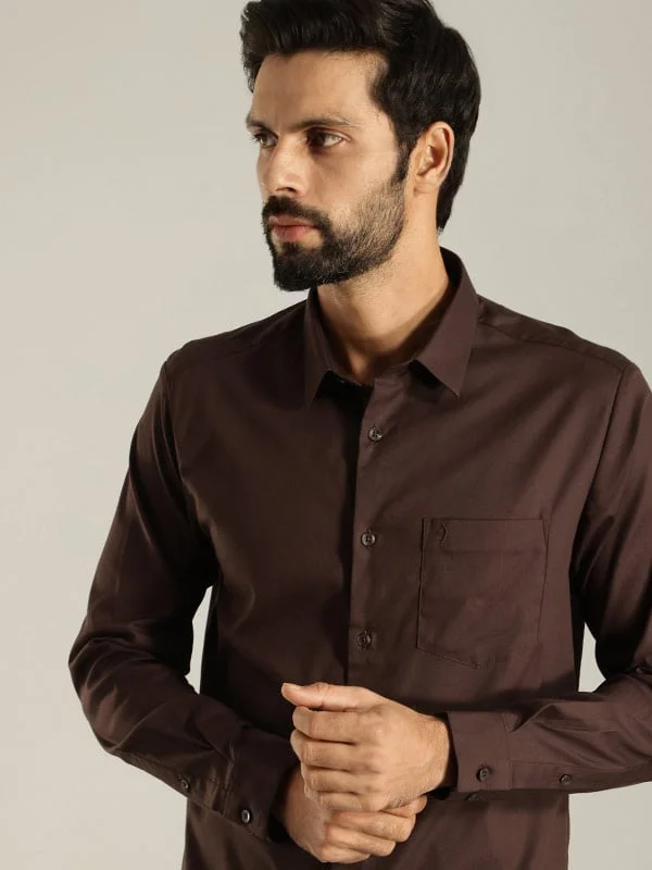 Men Solid Full Sleeve Cotton Blend Shirt