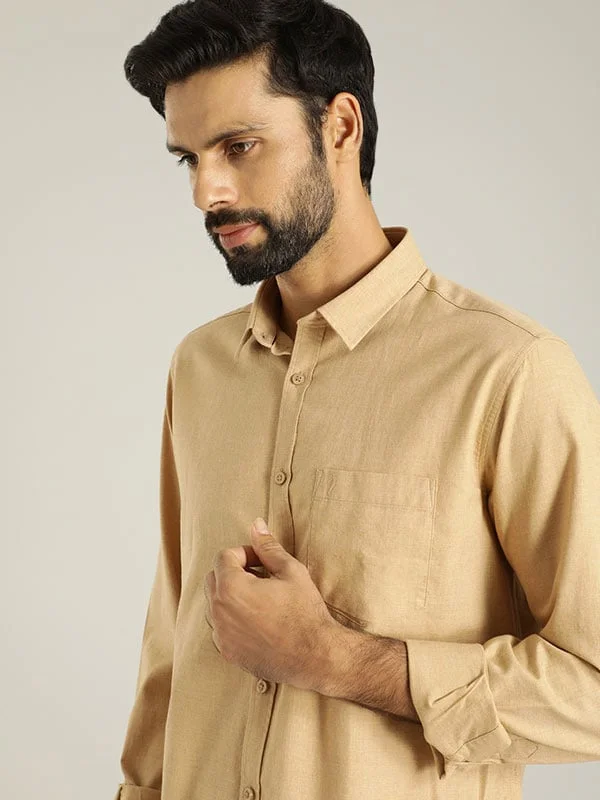 Men Solid Full Sleeve Cotton Shirt