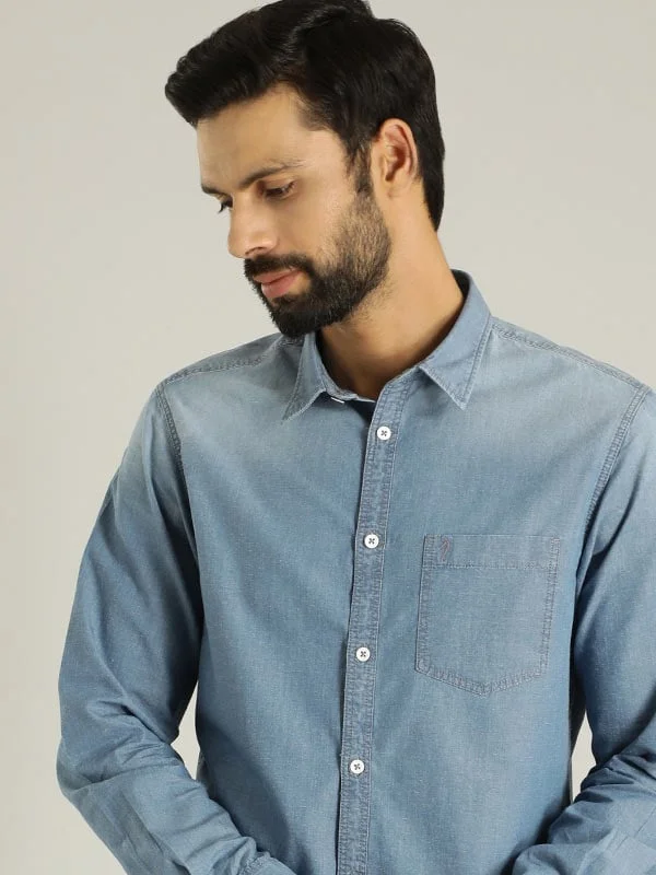 Men Solid Full Sleeve Cotton Shirt