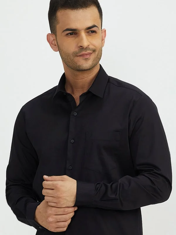 Men Solid Full Sleeve Cotton Stretch Shirt