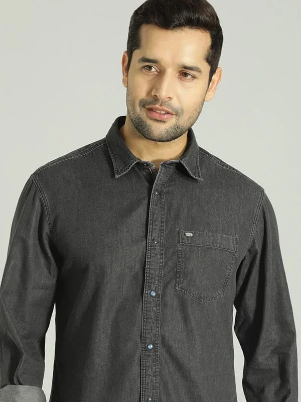 Men Solid Full Sleeve Cotton Stretch Shirt