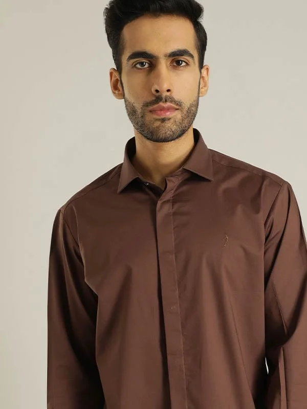 Men Solid Full Sleeve Cotton Stretch Shirt