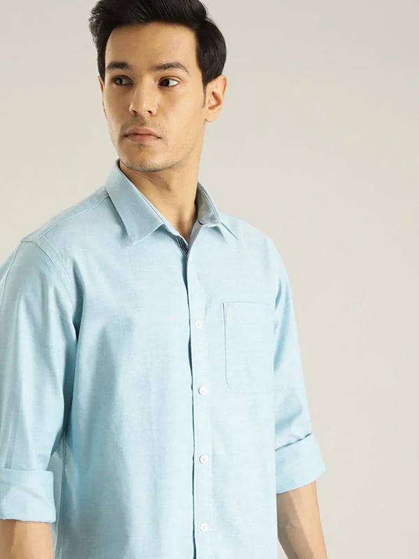 Men Solid Full Sleeve Cotton Stretch Shirt