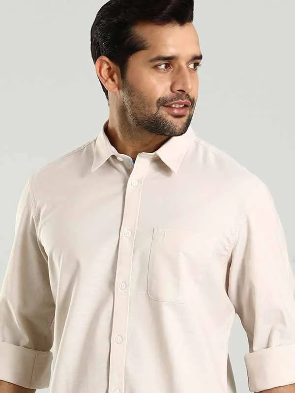 Men Solid Full Sleeve Cotton Stretch Shirt