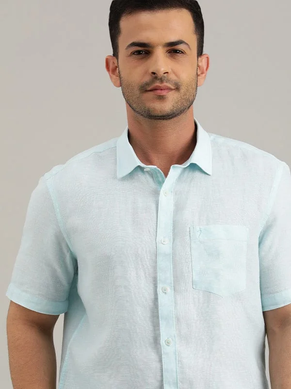 Men Solid Half Sleeve Linen Shirt