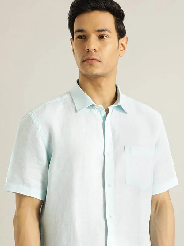 Men Solid Half Sleeve Linen Shirt