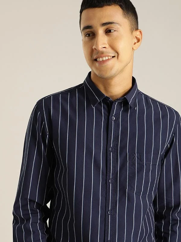 Men Striped Full Sleeve Cotton Stretch Shirt