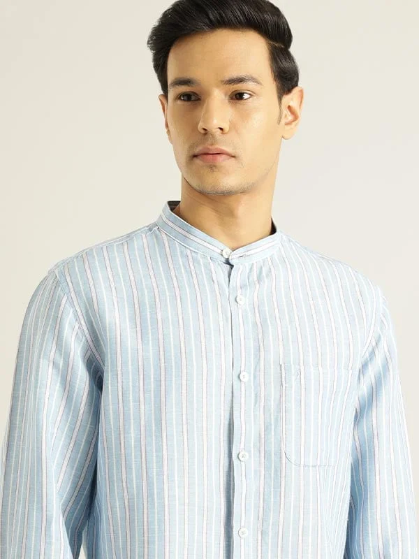 Men Striped Full Sleeve Linen Blend Shirt