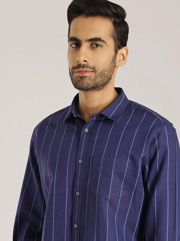 Men Striped Full Sleeve Linen Blend Shirt