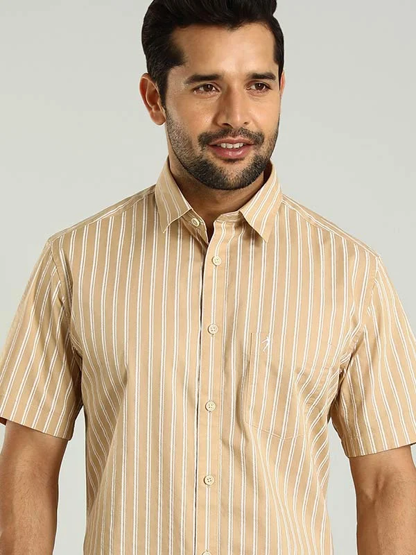 Men Striped Half Sleeve Cotton Shirt