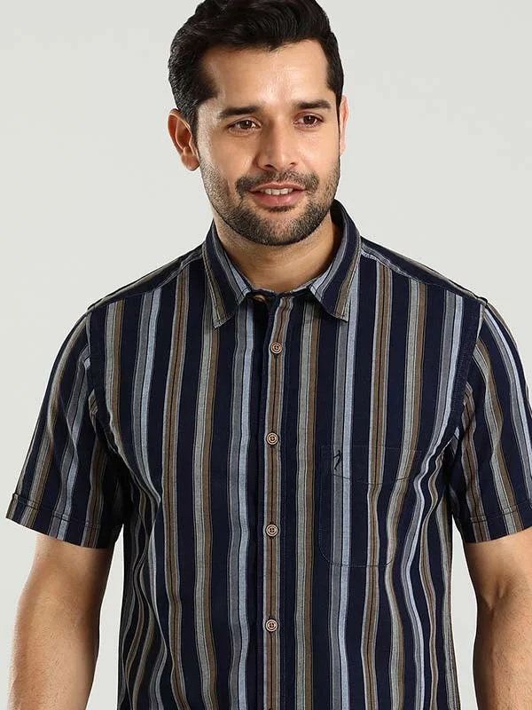 Men Striped Half Sleeve Cotton Shirt