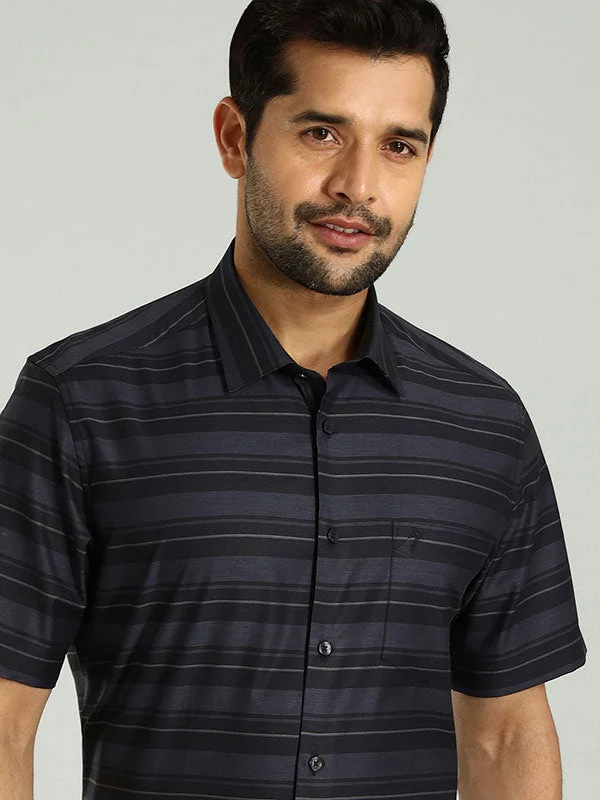 Men Striped Half Sleeve Cotton Shirt