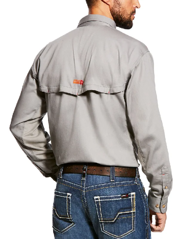 Men's Fire Resistant Vented Long Sleeve Work Shirt - Silver