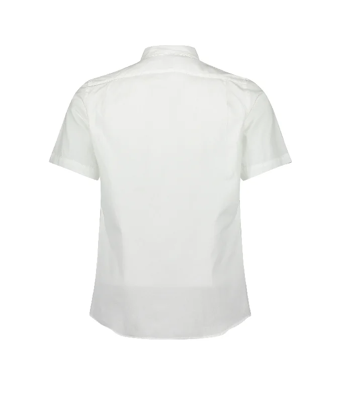 Tailored Fit Short Sleeve Zebra Logo Shirt - White