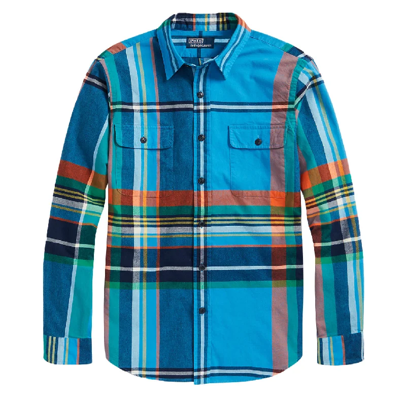 Polo Ralph Lauren Classic Fit Plaid Chamois Workshirt Blue / Orange Multi