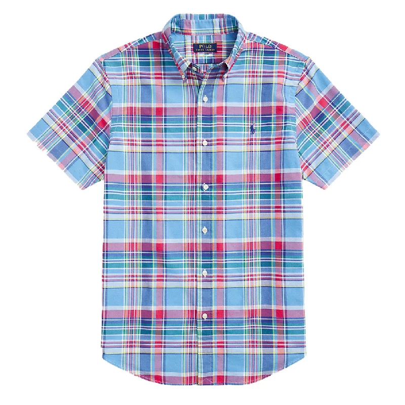 Polo Ralph Lauren Custom Fit Plaid Oxford Shirt Blue/Red Multi