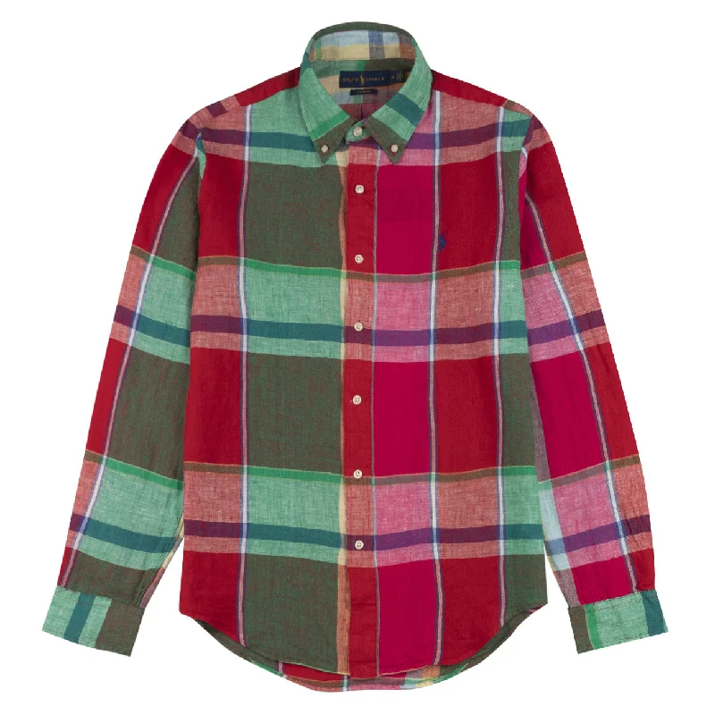 Polo Ralph Lauren L/S Linen Check Shirt Red / Green Multi