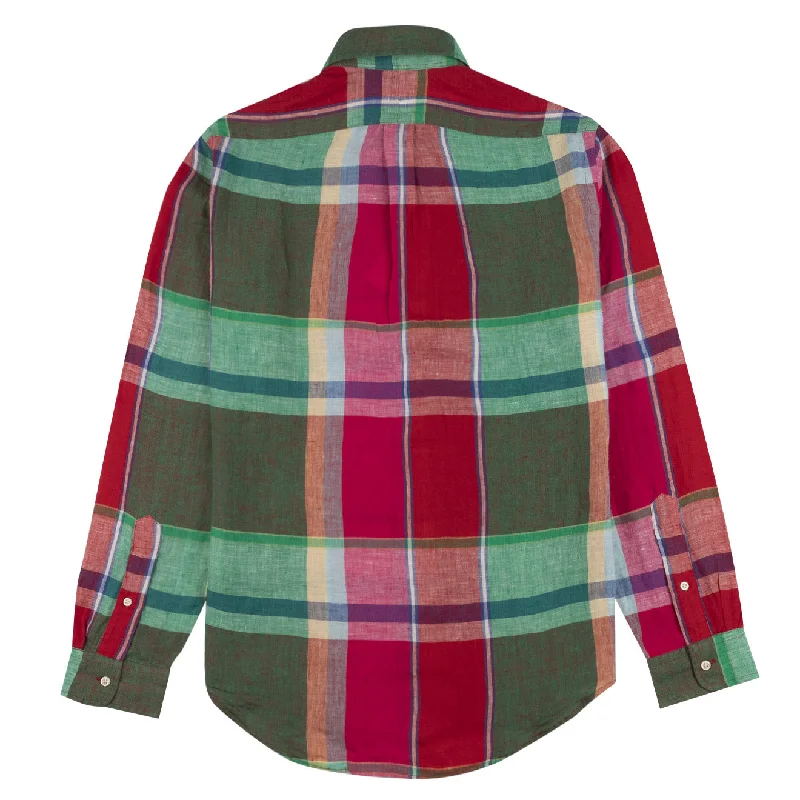 Polo Ralph Lauren L/S Linen Check Shirt Red / Green Multi