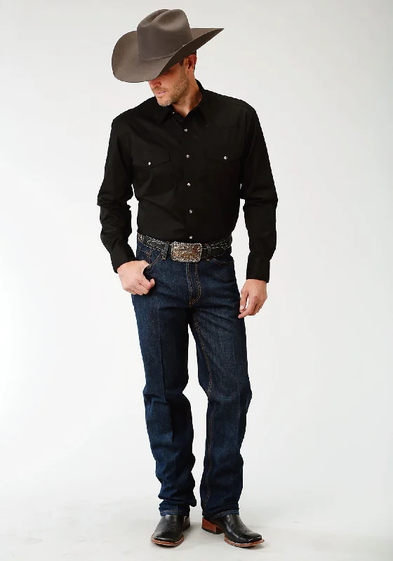 Roper Tall Mens Black 100% Cotton 1 Pkt L/S Shirt