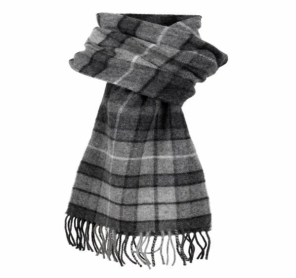 Dents Grey Buchanan Tartan Check Lambswool Scarf