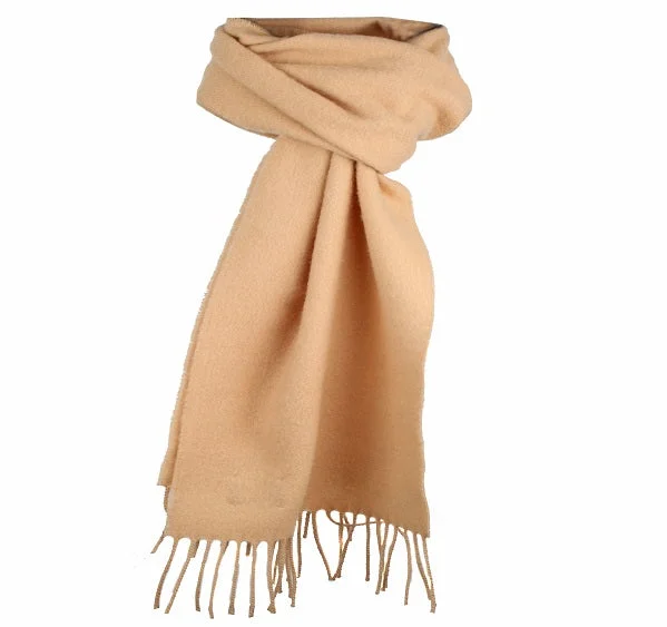 Dents Plain Beige Lambswool Scarf