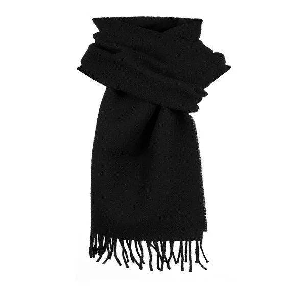 Dents Plain Black Lambswool Scarf