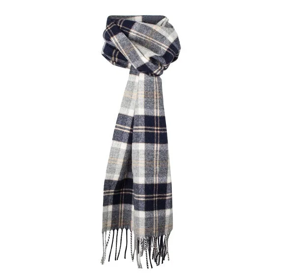 Dents Silver Bannockbane Tartan Check Lambswool Scarf