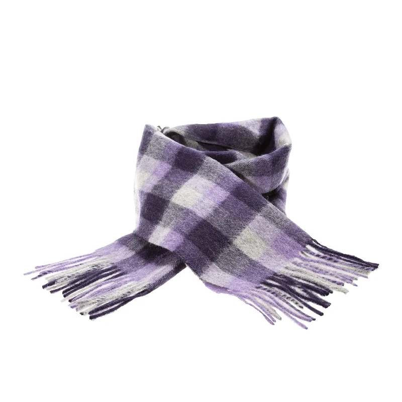 Edinburgh 100% Lambswool Scarf  Big Check 27570 Purple/Oyster